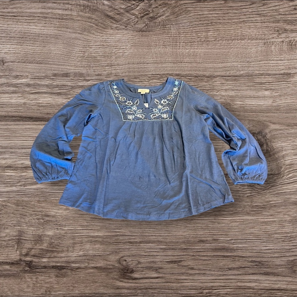Style & Co Shimmer Knit Embroider Sequin Floral Boho Top Long Sleeve Medium NWT